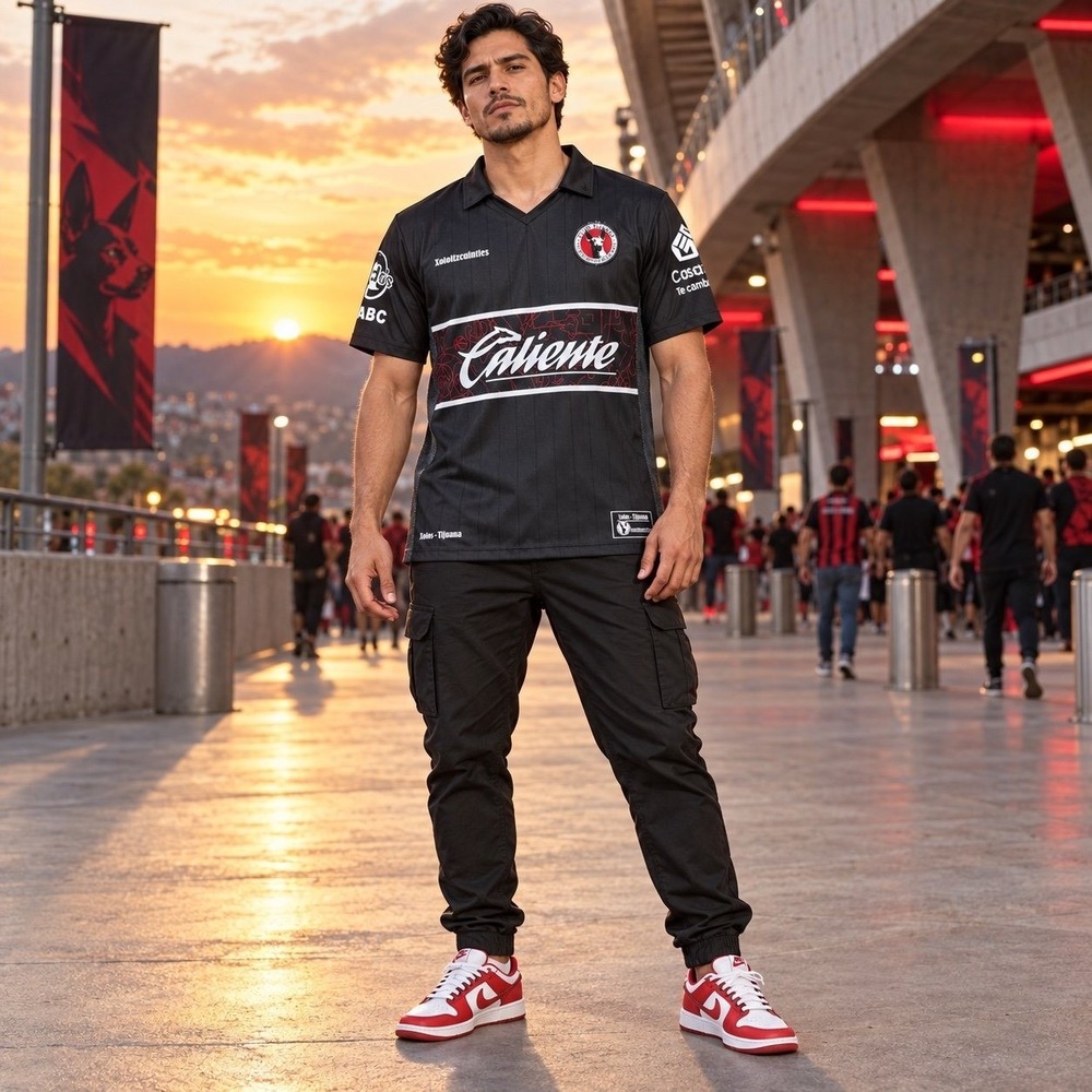 Club Tijuana Xolos Caliente Soccer Jersey Men's M Black Red Tecate